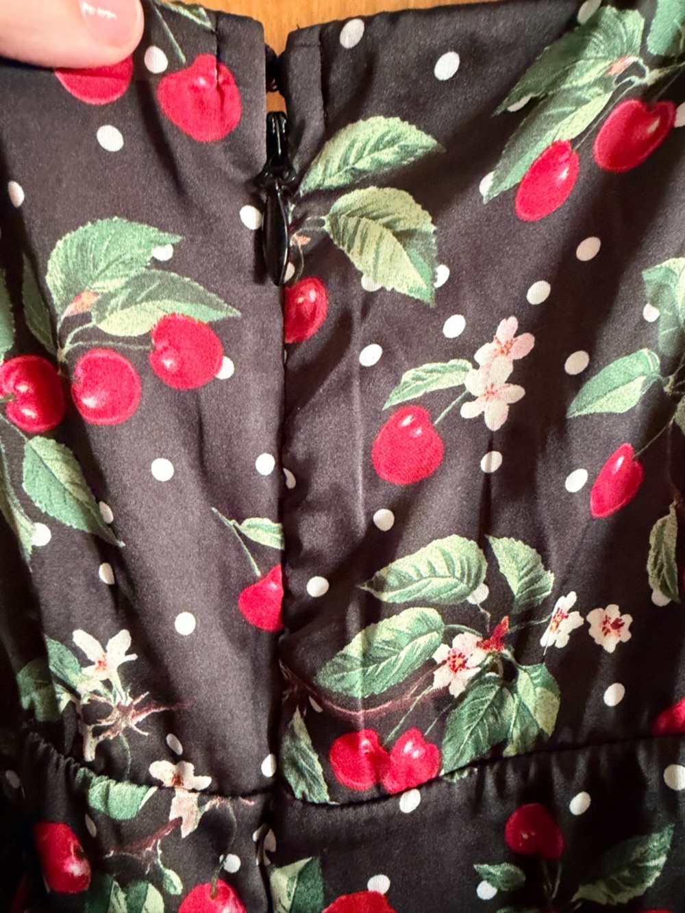 Retro Chic by Torrid Black Floral Print Midi Dress with Red Cherry Accents 🍒 - Picture 5 of 9